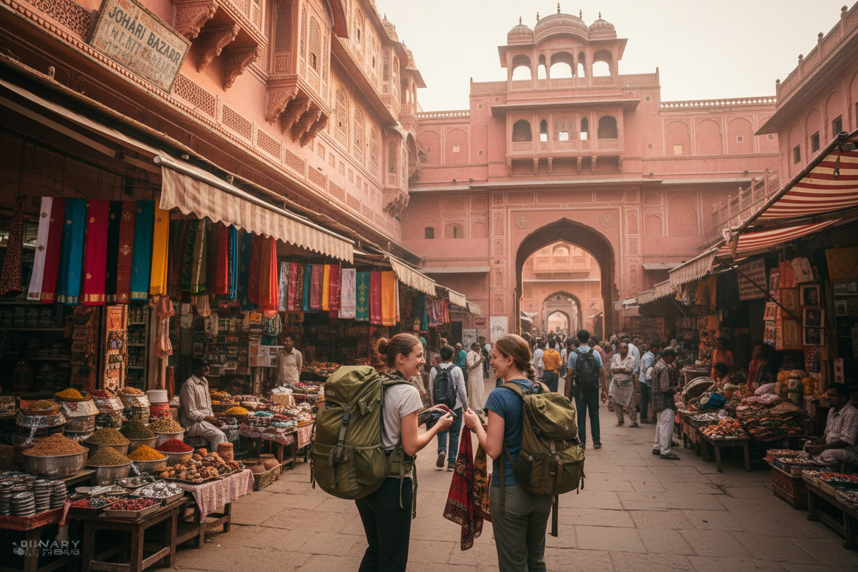 Mochileras explorando los bazares de Jaipur